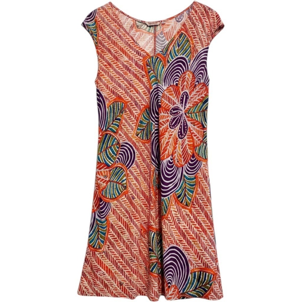 Jams World Passion Floral Rayon Dress W309-PION Made in Hawaii XL Orange Purple